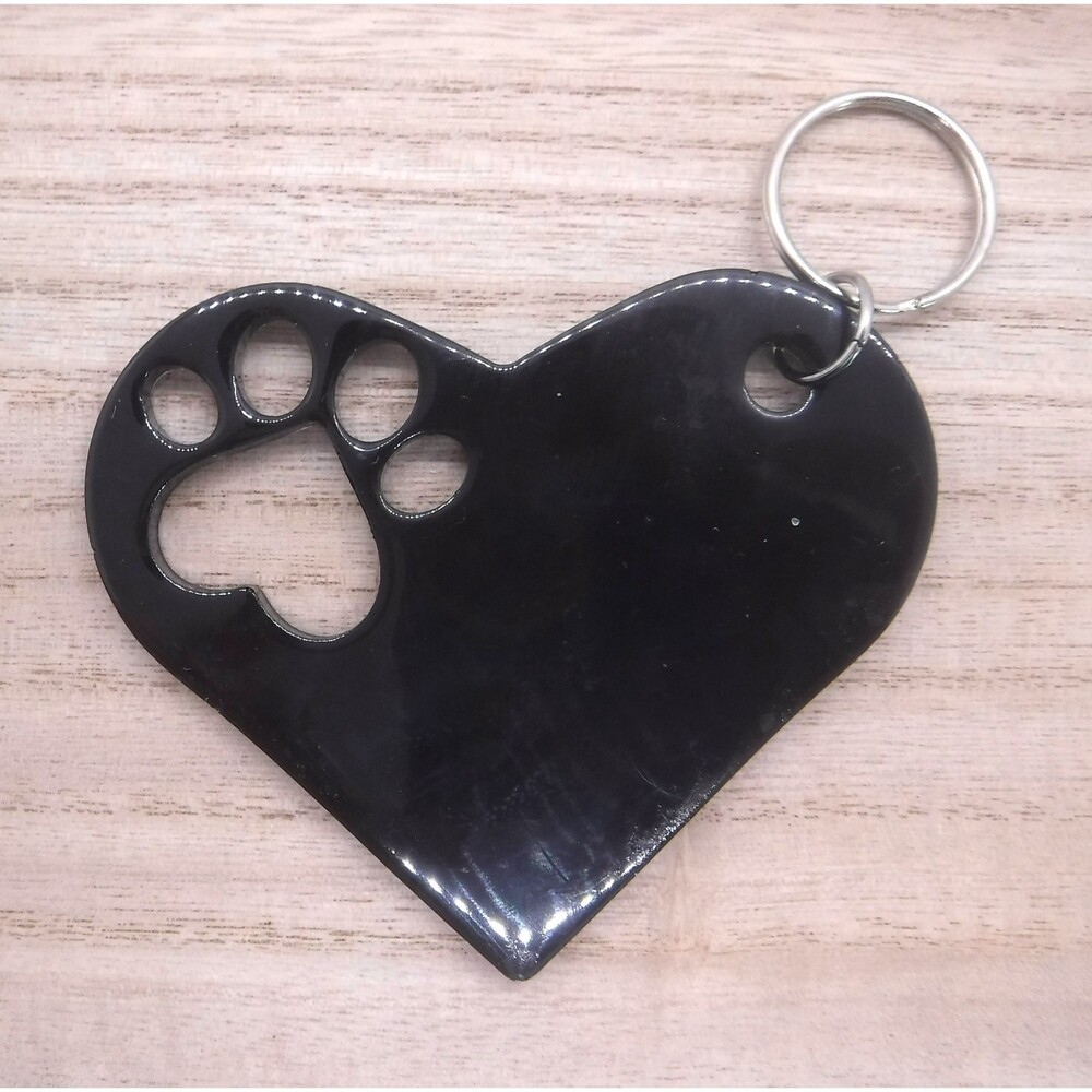 Keychain Heart w/ Paw Print